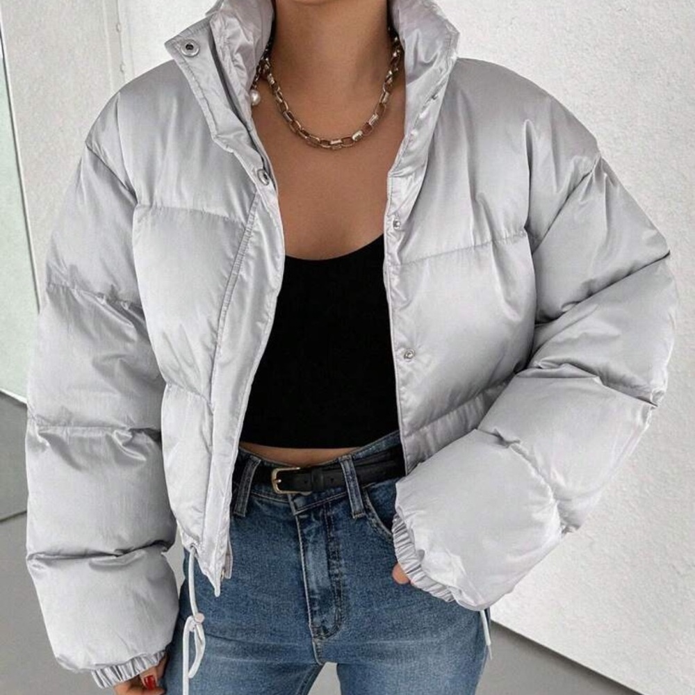 Women's Silver Puffer Jacket